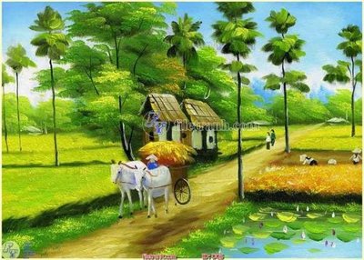 File gốc File tranh đồng quê DQ5 (in lụa) tranh thuận buồm