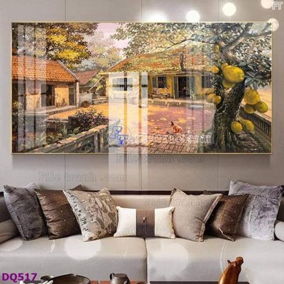 File gốc File tranh đồng quê DQ517 (ảnh chi tiết) để in trần