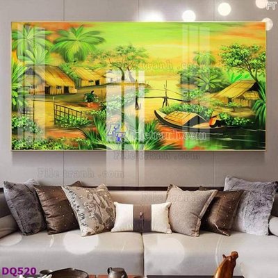 Tải file File tranh đồng quê DQ520 (gốc) in ấn ngay lập tức