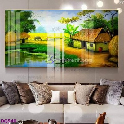 File gốc File tranh đồng quê DQ540 (in mica) làm bảng hiệu
