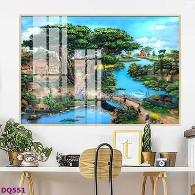 File gốc File tranh đồng quê DQ551 (in lụa) trang trí tường