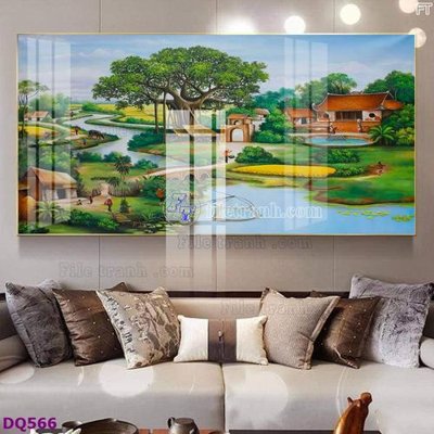 Tải file File tranh đồng quê DQ566 (ảnh gốc) in tranh kính