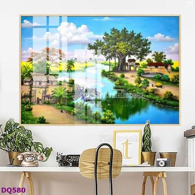 File gốc File tranh đồng quê DQ580 (in lụa) chi tiết cao
