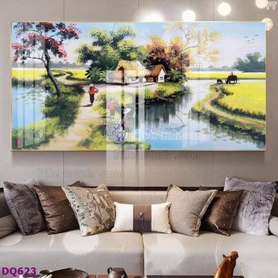 File ảnh gốc File tranh đồng quê DQ623 không vỡ nét