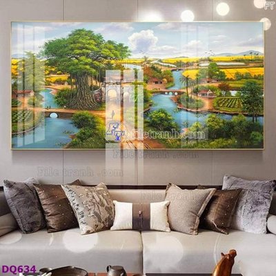 Download file gốc File tranh đồng quê DQ634 (in lụa) cao cấp