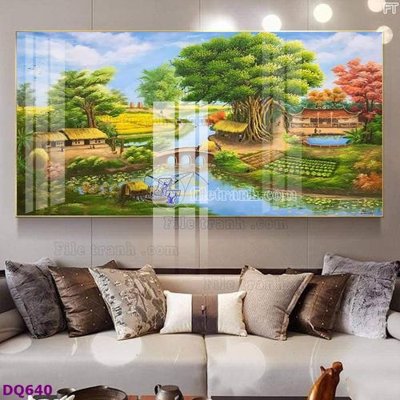 File tranh File tranh đồng quê DQ640 (ảnh gốc) in trần xuyên sáng
