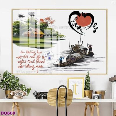 File gốc File tranh đồng quê DQ669 (ảnh chi tiết) để in ấn