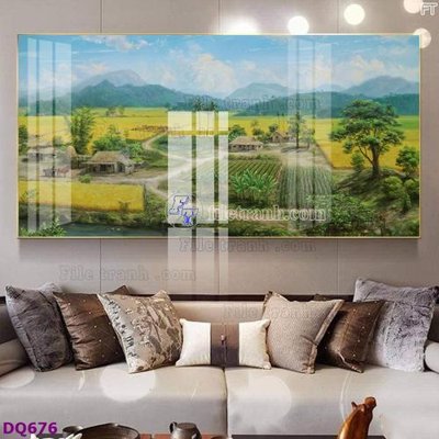 File in lụa File tranh đồng quê DQ676 (chất lượng cao) File tranh đồng quê DQ676