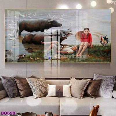 File in trần File tranh đồng quê DQ690 (bản gốc) đại dương