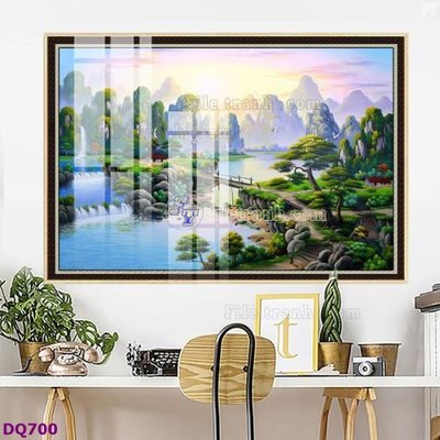 File gốc File tranh đồng quê DQ700 (in lụa) hoa văn cổ điển
