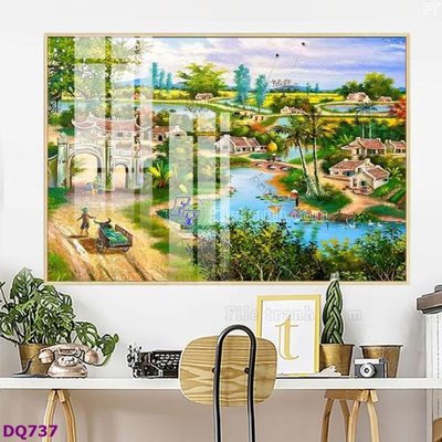 Download file gốc File tranh đồng quê DQ737 (in mica) trang trí