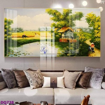 File tranh in tráng gương File tranh đồng quê DQ738 (siêu nét)