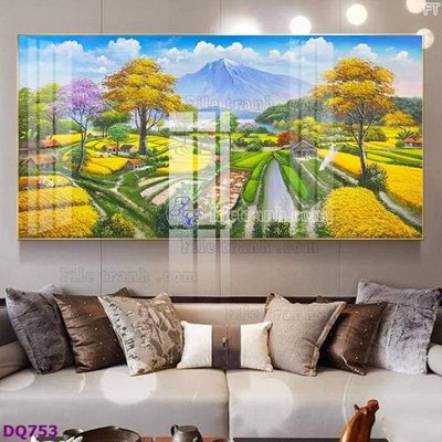 File tranh gốc File tranh đồng quê DQ753 (bản quyền) file PSD