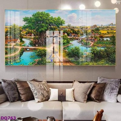 Download file File tranh đồng quê DQ763 (gốc) in mica đèn LED