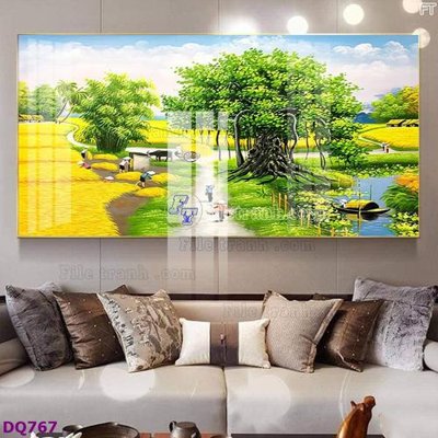 Ảnh gốc file in lụa File tranh đồng quê DQ767 chi tiết