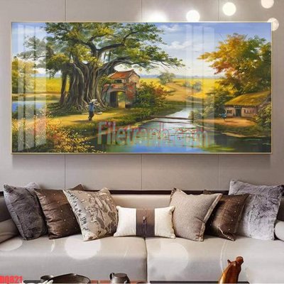 Tải file File tranh đồng quê DQ821 (PSD) cho in tranh kính