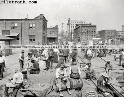 Ảnh gốc Dinner on the Docks_ 1910 (độ nét cao) in tráng gương