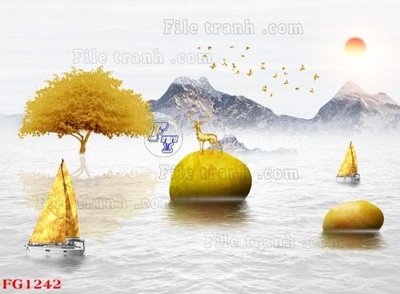 File tranh in trần 3D File in tranh tường hiện đại FG1242 (ảnh gốc)