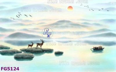 File tranh File in tranh tường hiện đại FG5124 (bản gốc) in lụa 3D