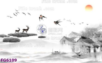 File tranh gốc in trần nhà File in tranh tường hiện đại FG6109 3D