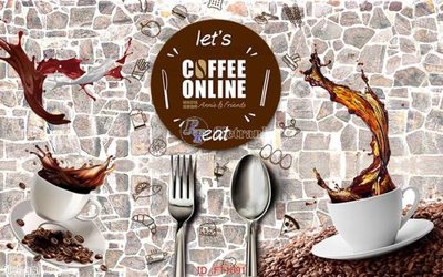 Tệp tin gốc File psd tường quán cà phê FT1091 (dùng cho in ấn) chuyên nghiệp