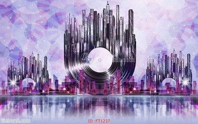 File tranh gốc in trần nhà File psd tường quán cà phê FT1237 3D