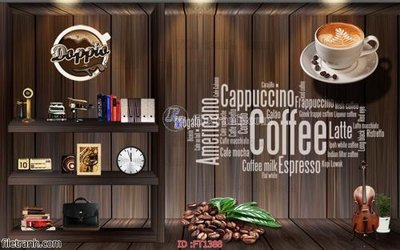 Ảnh gốc File psd tường quán cà phê FT1388 (độ nét cao) in tráng gương