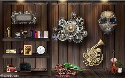 File tranh ảnh gốc File psd tường quán cà phê FT1389 dùng cho in khổ lớn