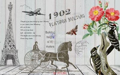 File tranh File psd tường quán cà phê FT1391 (gốc) chủ đề thành phố