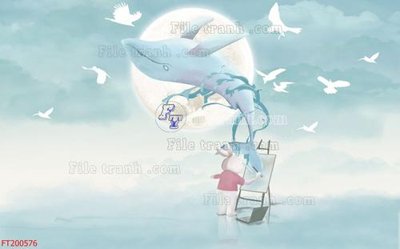 File tranh gốc in trần nhà File in tranh tường 3D FT200576 3D