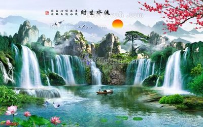 File gốc File in tranh tường 3D FT200887 (in lụa) tranh thuận buồm