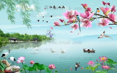 Tải file File in tranh tường 3D FT200928 (gốc) chủ đề hoa sen