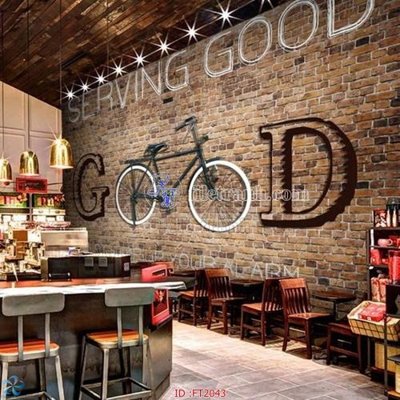 File gốc File psd tường quán cà phê FT2043 (in lụa) tranh mã đáo