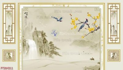 Ảnh gốc file in lụa File in tranh tường 3D FT204311 chi tiết