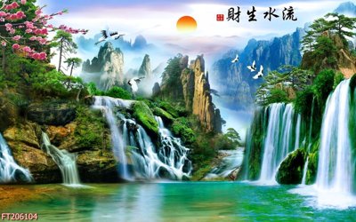 File in trần File in tranh tường 3D FT206104 (bản gốc 3D) sống động