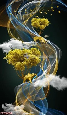 File tranh File in tranh tường 3D FT206654 (gốc) chủ đề động vật