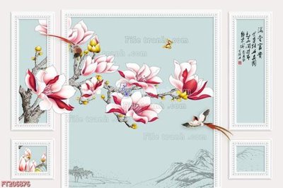 Download file gốc File in tranh tường 3D FT206876 (in lụa) hoa lá