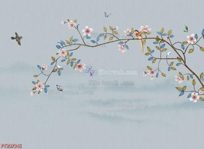 Download file gốc File in tranh tường 3D FT207345 (in lụa) hoa lá