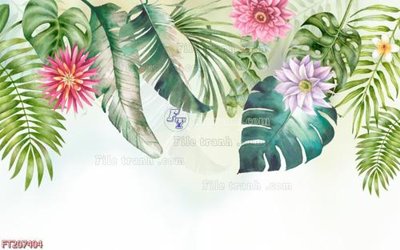 Download file gốc File in tranh tường 3D FT207404 (in lụa) hoa lá