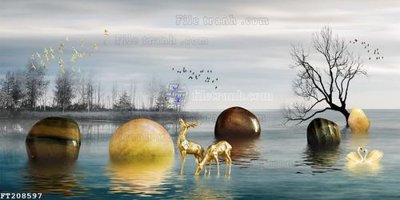 File in mica File in tranh tường 3D FT208597 (bản gốc) siêu trong