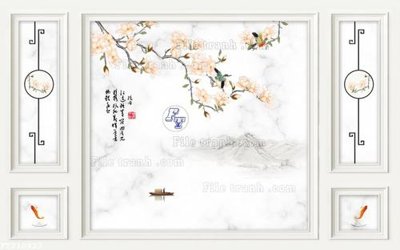 File gốc File in tranh tường 3D FT210923 (in lụa) tranh thuận buồm