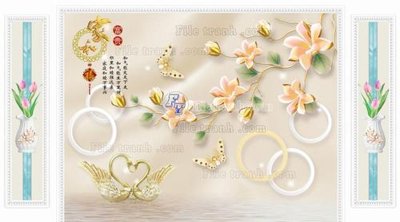 File gốc File in tranh tường 3D FT211040 (in lụa) hoa văn cổ điển