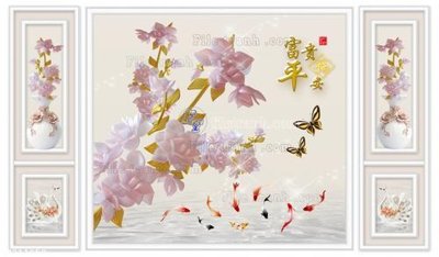 Tải file File in tranh tường 3D FT211050 (gốc) chủ đề hoa sen