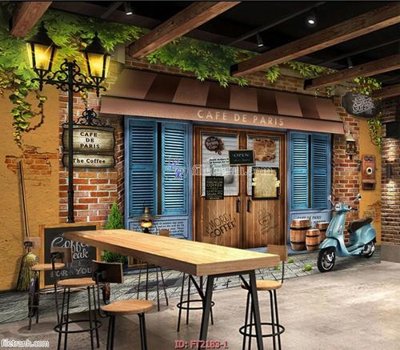 File ảnh File psd tường quán cà phê FT2183 (gốc) in quảng cáo ngoài trời