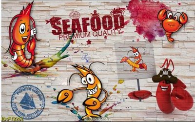 File tranh trang trí File psd tường quán ăn hình tôm khổng lồ FT2251 (tải file gốc)