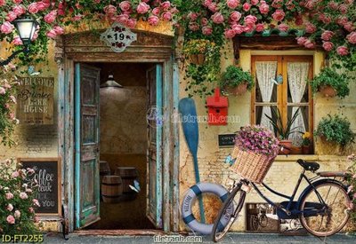 File tranh trang trí File psd tường quán cà phê FT2255 (tải file gốc)