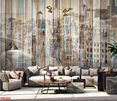 File tranh File psd tường quán cà phê thành phố vẽ tay FT2337 (gốc) in backlit film