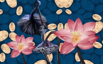 Download file gốc File in tranh tường hiện đại FT23901 (in lụa) hoa lá