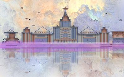 File in trần File in tranh tường hiện đại FT24604 (bản gốc) mây trời