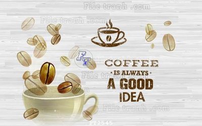 File tranh gốc File psd tường quán cà phê FT2545 (bản quyền) Filetranh.com